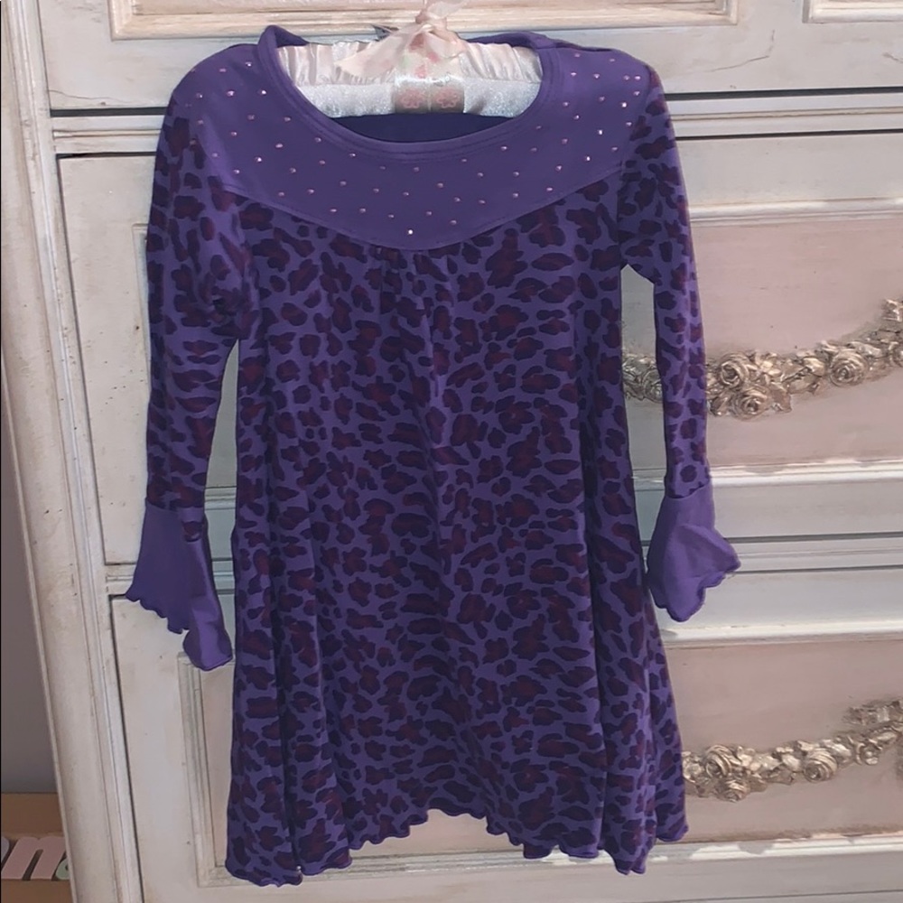 Girls purple studded long sleeve dress Mignone 4T